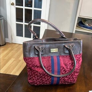 Tommy Hilfiger Burgundy and Navy Tote Bag